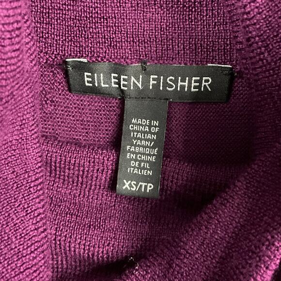 EILEEN FISHER Sweater Asymetrical Italian Wool Turtleneck Sweet Plum Purple XS - Picture 5 of 11